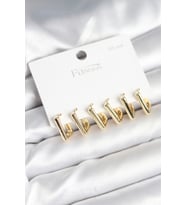 Gold Renk Kare Model Pirinç 925 Ayar Gümüş Çivili Kadın Küpe Seti - Tj-Bkp11274