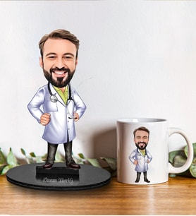 Kişiye Özel Doktor Tasarımlı Karikatür Biblo Ve Kupa Hediye Seti 207