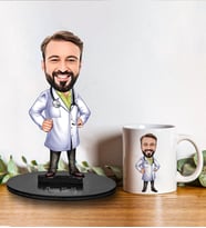 Kişiye Özel Doktor Tasarımlı Karikatür Biblo Ve Kupa Hediye Seti 207