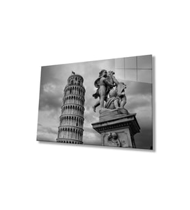 Pisa Cam Tablo 4mm Dayanıklı Temperli Cam, Pisa Glass Wall Decor (Çok Renkli)