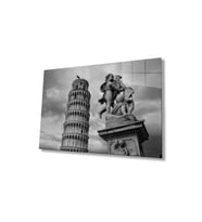 Pisa Cam Tablo 4mm Dayanıklı Temperli Cam, Pisa Glass Wall Decor (Çok Renkli)