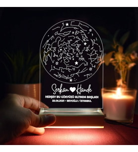 Gökyüzü Altında Aşk 3d Led Lamba Sevgiliye Hediye