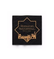 Mini Party Store Yaldızlı Peçete Siyah Ramazan Bayram Gold 16'lı