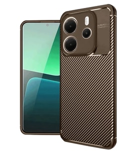 Redmi Note 14 4G Kılıf Auto Focus Karbon Kapak - Kahverengi
