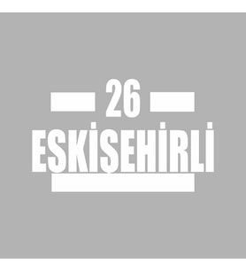 26 Eskişehirli Araba Sticker siyah 16x9 CM (Beyaz)
