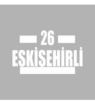 26 Eskişehirli Araba Sticker siyah 16x9 CM (Beyaz)