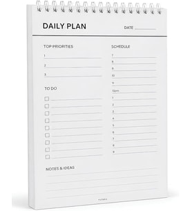 Daily Planner, Tarihsiz Günlük Masaüstü Planlayıcı, Spiralli,15 × 23