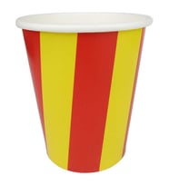 BARDAK KARTON ÇİZGİLİ SARI KIRMIZI 8 OZ PK:8 -
