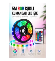 5 Metre RGB Şerit LED – Kumandalı 4 Aydınlatma Modlu 12V Işık Seti