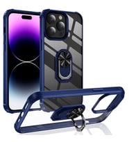 iPhone 14 Pro Kılıf Mola Kenar Köşe Yüzük Kısımları Renkli Kılıf (Lacivert)