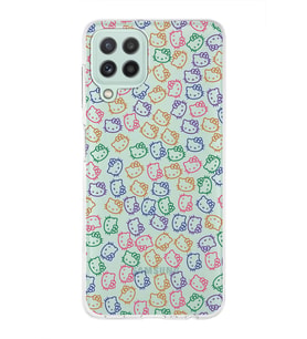Samsung Galaxy M22 Uyumlu Kapak Hello Kitty Tasarımlı Şeffaf Silikon Kılıf
