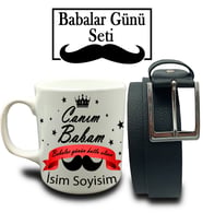 Babalar Gününe Özel Kişiye Özel Canım Babam Tasarımlı Kupa & Kemer Hediye Seti