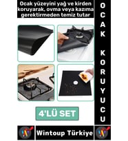 Yanmaz Yapışmaz Kaymaz Ocak Brülor Yağ Kir Koruyucu Kolay Temizlenir Ocak Koruyucu Ped 4'lü Set
