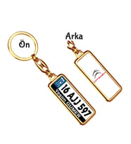 Kişiye Özel Plaka Metal Anahtarlık   Citroen Metalik Logo (Altın)