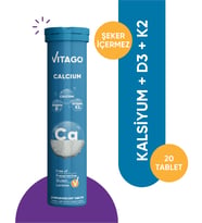 Vitago Kalsiyum, Vitamin D + Vitamin K2 İçeren 20'li Efervesan Tablet