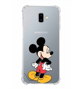 Samsung Galaxy J6 Plus  Köşe Korumalı Antişok Kapak Mickey Mouse Tasarımlı Şeffaf  Kılıf