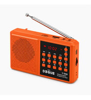 Bluetoothlu Şarjlı Cep Radyosu, 18650 Pilli Taşınabilir FM Radyo, USB ve TF Kart Destekli, Type-C Şarjlı, LED Fenerli Acil Durum ve Deprem Radyosu (Turuncu)
