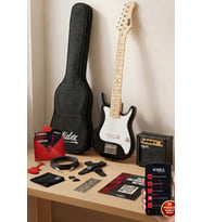 Midex CEG-30WB 4-6 Yaş Çocuklar İçin Amfili Full 1/4 30 İnç Elektro Gitar Seti White Black