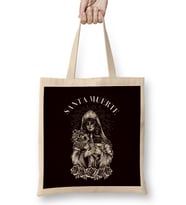 Santa Muerte Sugar Skull Female Deity Satanic Dead Mexican Bez Çanta Uzun Saplı