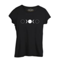 Full Moon Double Half Siyah Kadın Tshirt