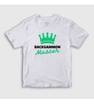 Presmono Unisex Çocuk Beyaz Backgammon Master Tavla Ustası Oyun T-Shirt 417179tt (Beyaz)