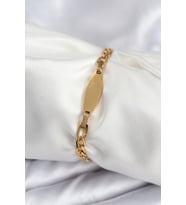 316L Çelik Gold Renk Oval Yazı Yazmaya Uygun Kadın Bileklik TJ-BB7917
