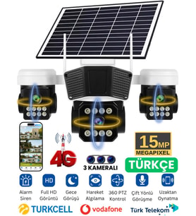 RX95G Solar Güvenlik Kamerası Türkçe 4G Sim Kartlı PTZ Hareketli Gece Görüşlü Güneş Panelli Kamera (Beyaz)