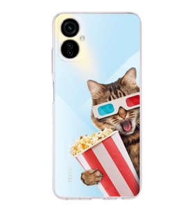 PrintiFy Tecno Camon 19 Neo ile Uyumlu 1mm Slim Fit Kedi 1 050b Baskılı Şeffaf  Kılıf