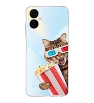 PrintiFy Tecno Camon 19 Neo ile Uyumlu 1mm Slim Fit Kedi 1 050b Baskılı Şeffaf  Kılıf