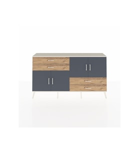 Arges Konsol 3 Raflı 4 Çekmeceli 4 Kapaklı 176x30x99 Aytaşı-Antrasit/Çam