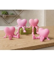3D Baskı Hareketli Kalp Figürü - Eklemli Dekoratif Oyuncak (1 Adet)-Pembe