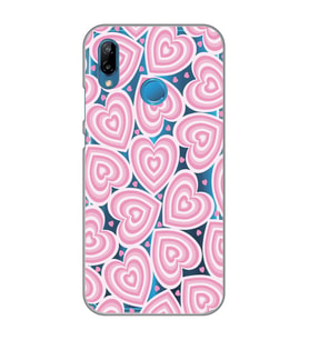 Huawei P20 Lite Uyumlu Kalp Desenli Şeffaf Telefon Kılıfı