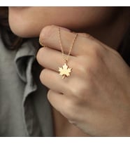 Kişiye Özel Akçaağaç Yaprak Kolye 925K Gümüş (Gold)