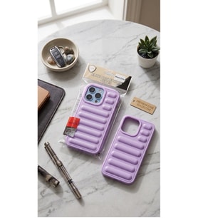 iPhone 13 Pro Şişme Pofuduk (Puffer) Tasarım Koruyucu Kılıf – Lila Mor