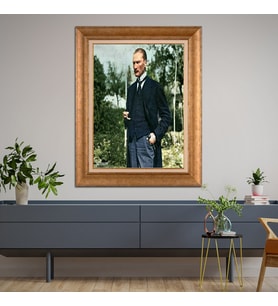 Altın Varaklı Çerçeveli Paspartulu Atatürk Tablo TR1419 (Gold)