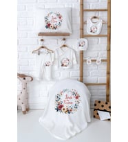 Pia Baby Premium %100 Pamuk Yenidoğan Kız Bebek Hastane Çıkışı Hediyelik Set 5067-02 (Ekru)
