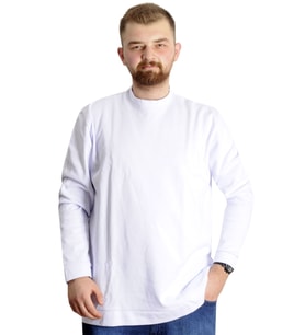 Mode XL Büyük Beden Erkek Bisiklet Yaka Basic Sweat 22557 Beyaz