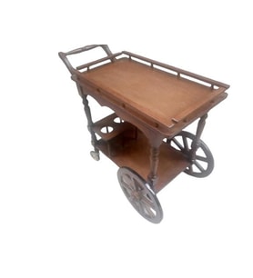 Servis Araba sehpa 19394 Büyük Teker Model Kayın Natüre ceviz Boya Yemek Dağıtım