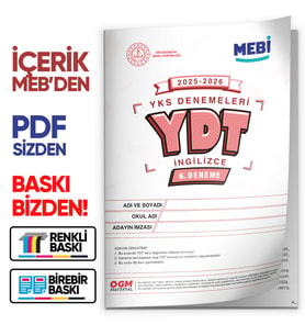 2026 ÖSYM YKS-YDT MEBİ OGM  Türkiye Geneli 6. Deneme  Büyük Boy Renkli BASKI ÜCRETİ