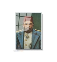 Dikey Çerçeveli Cam Abdulhamit Portresi Modern Ev Dekoru Duvar Sanatı Ev Ofis Tablosu (Gümüş)