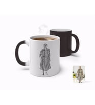 BK Gift Kişiye Özel Tam Boy Karakalem Büyükanne Karikatürlü Sihirli Kupa Bardak-1 (Beyaz)