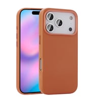Apple iPhone 17 Pro Kılıf Wireless Şarj Özellikli PU Deri Görünümlü Kupra Kapak (Turuncu)