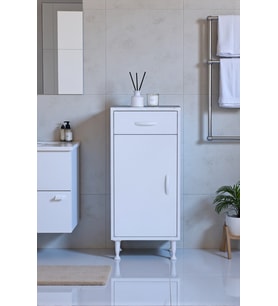 Eliusta Fre 50 cm Çok Amaçlı Dolap 1 Raflı Tek Çekmeceli Banyo Mutfak Dolabı 50x88x32,5 cm Organizer Dolap (Beyaz)