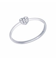 Diamond Line-Gülaylar Beyaz Altın 14 Ayar Kalp Yüzük