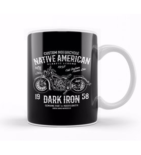 Custom Motorcycle Native American Dark Iron Kupa Bardak Porselen