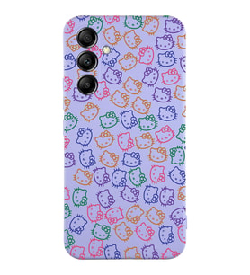 Samsung Galaxy A24 Uyumlu Lansman Kılıf Hello Kitty Tasarımlı İçi Kadife Kapak-Lila (Şeffaf)
