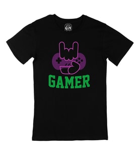 Mor Gamer Hand Siyah Tişört
