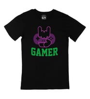 Mor Gamer Hand Siyah Tişört
