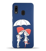 Samsung Galaxy A20e Uyumlu Lansman Kılıf Aşk Tasarımlı İçi Kadife Kapak-Lacivert (Şeffaf)