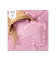 %100 Pamuklu Pembe Pötikareli Fırfır Detaylı Bebek Yastık Kılıfı 35x45 ( 1 Adet )